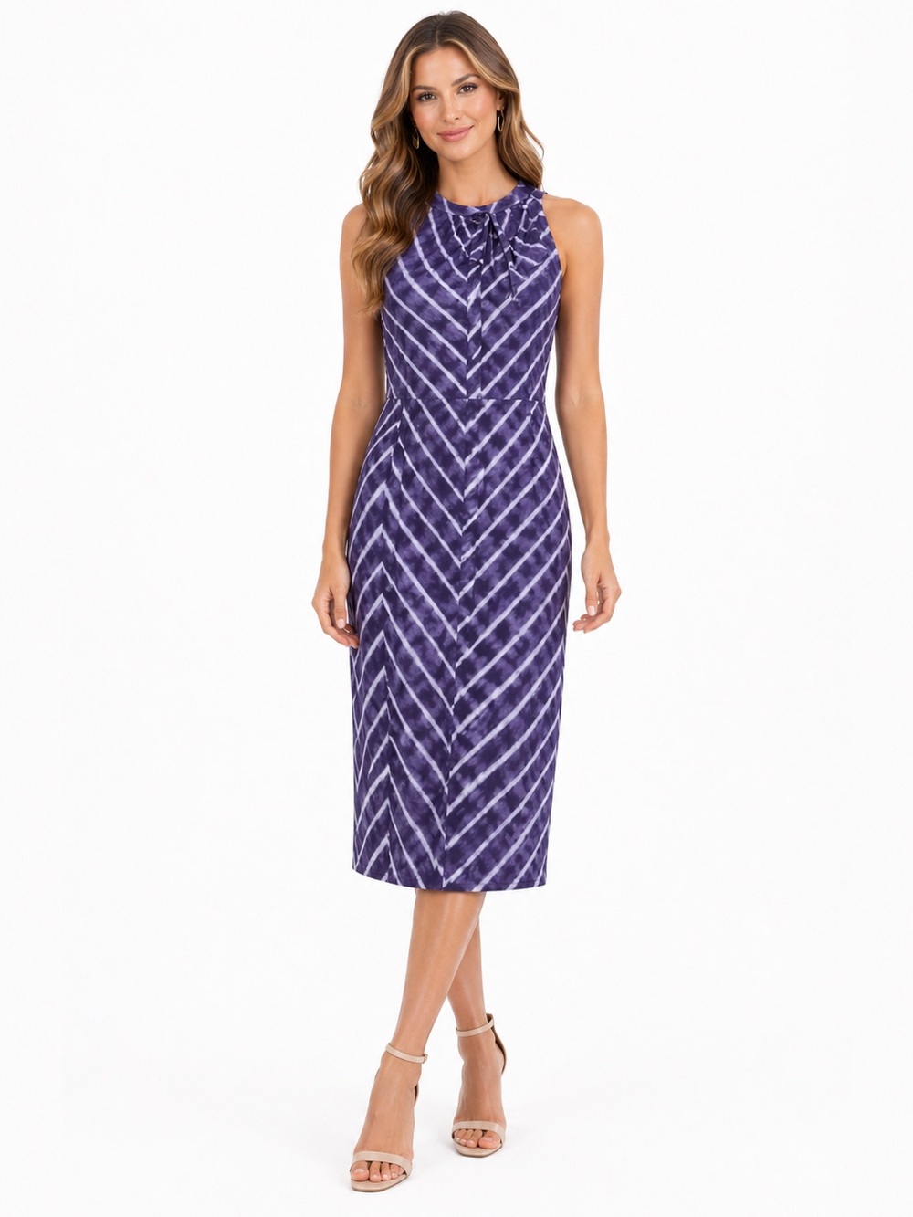 Sleeveless Chevron Pattern Dress